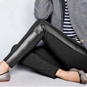 Women’s J. Crew Pixie Pant Black w/Leather Tuxedo Stripe
Size: 8 regular